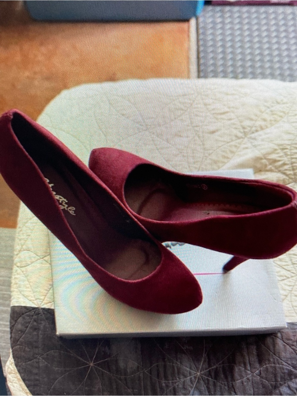 Classic Burgundy Suede Pointed-Toe Heels
